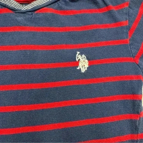 U.S. Polo Association T-Shirt Stripes V-Neck Blue &  Red Size 4T - Picture 7 of 16